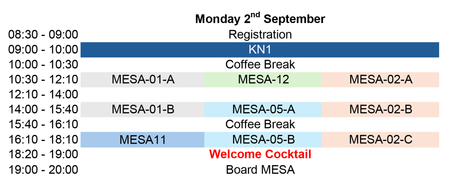 Programme at a glance IEEE/ASME MESA 2024 20th Int. Conference on